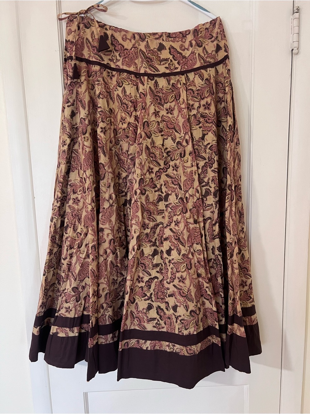 Dusty Rose, Brown, Cream Blockprint Gopi Skirt